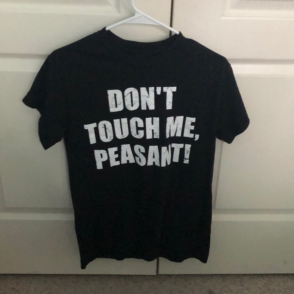 Black top with white lettering